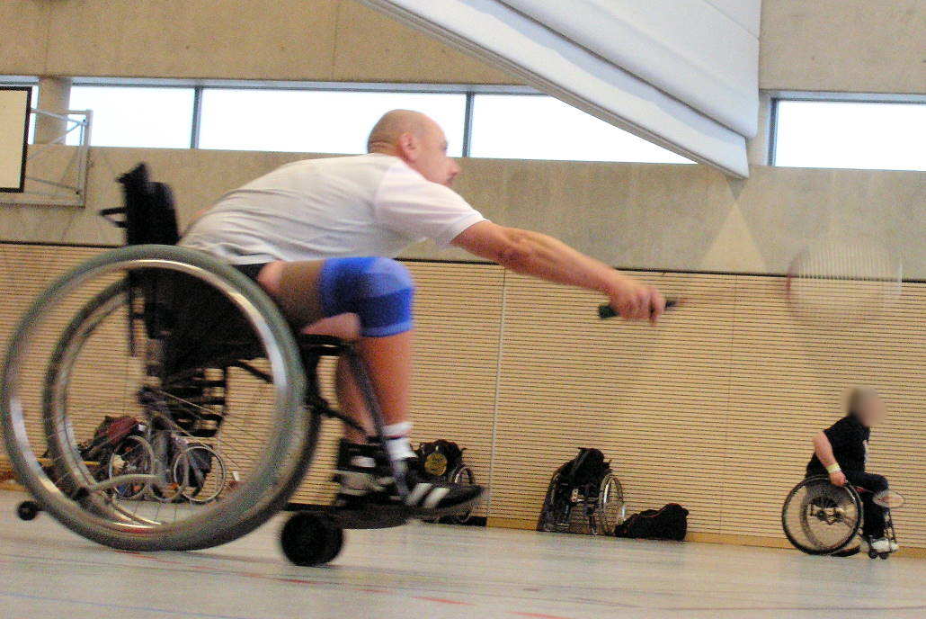 Ralf im Rolli bei den Para-Badminton-Ranglistentagen in Münster